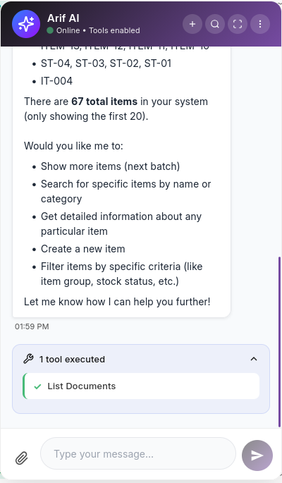 Tool Execution - List Documents