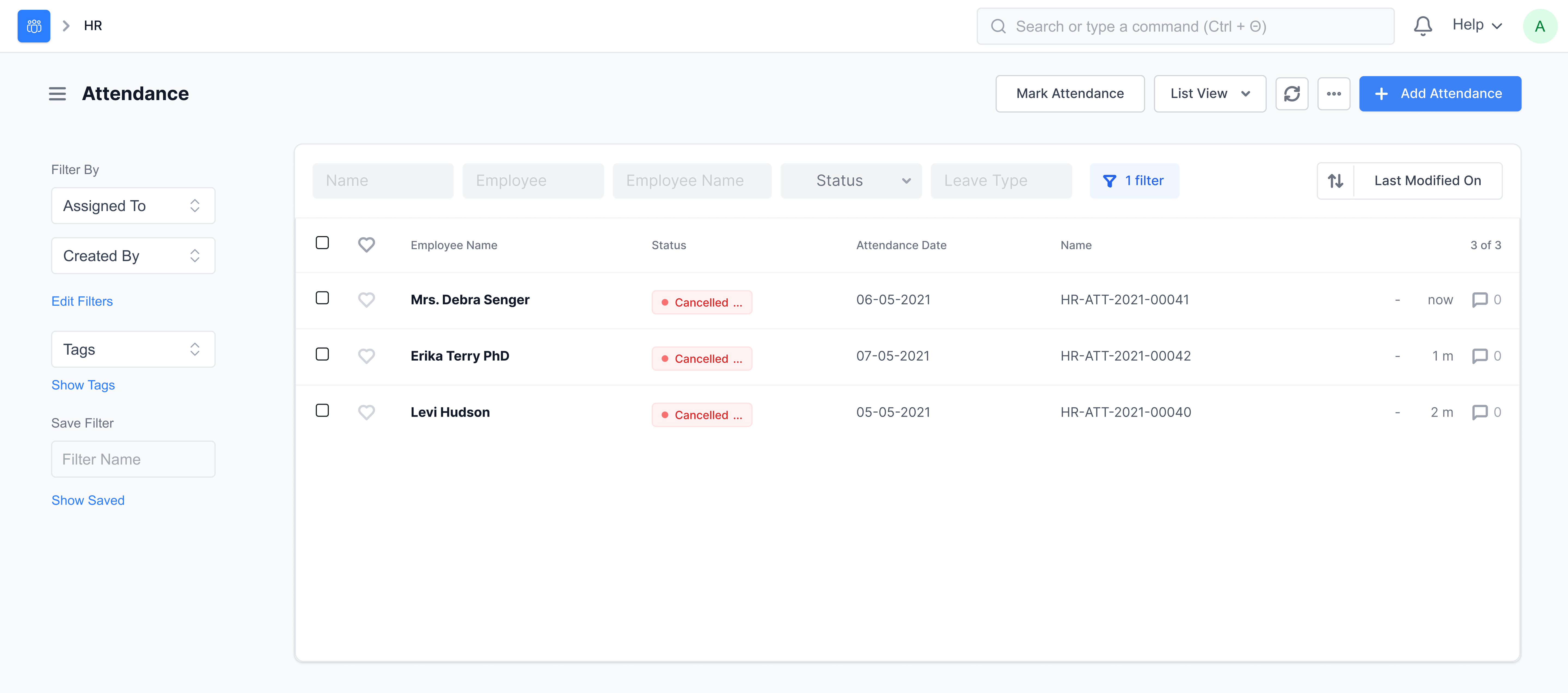 Attendance Request Cancelled