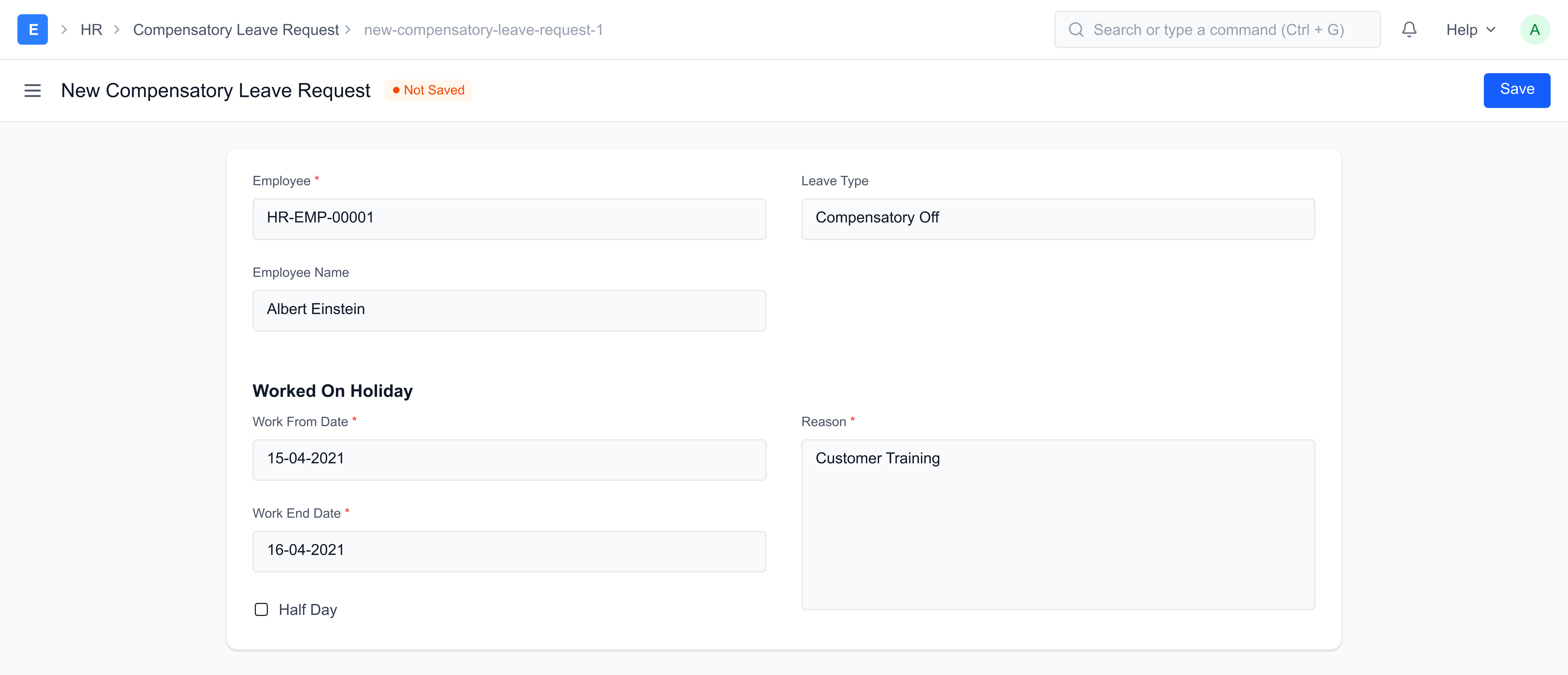 Compensatory Leave Request