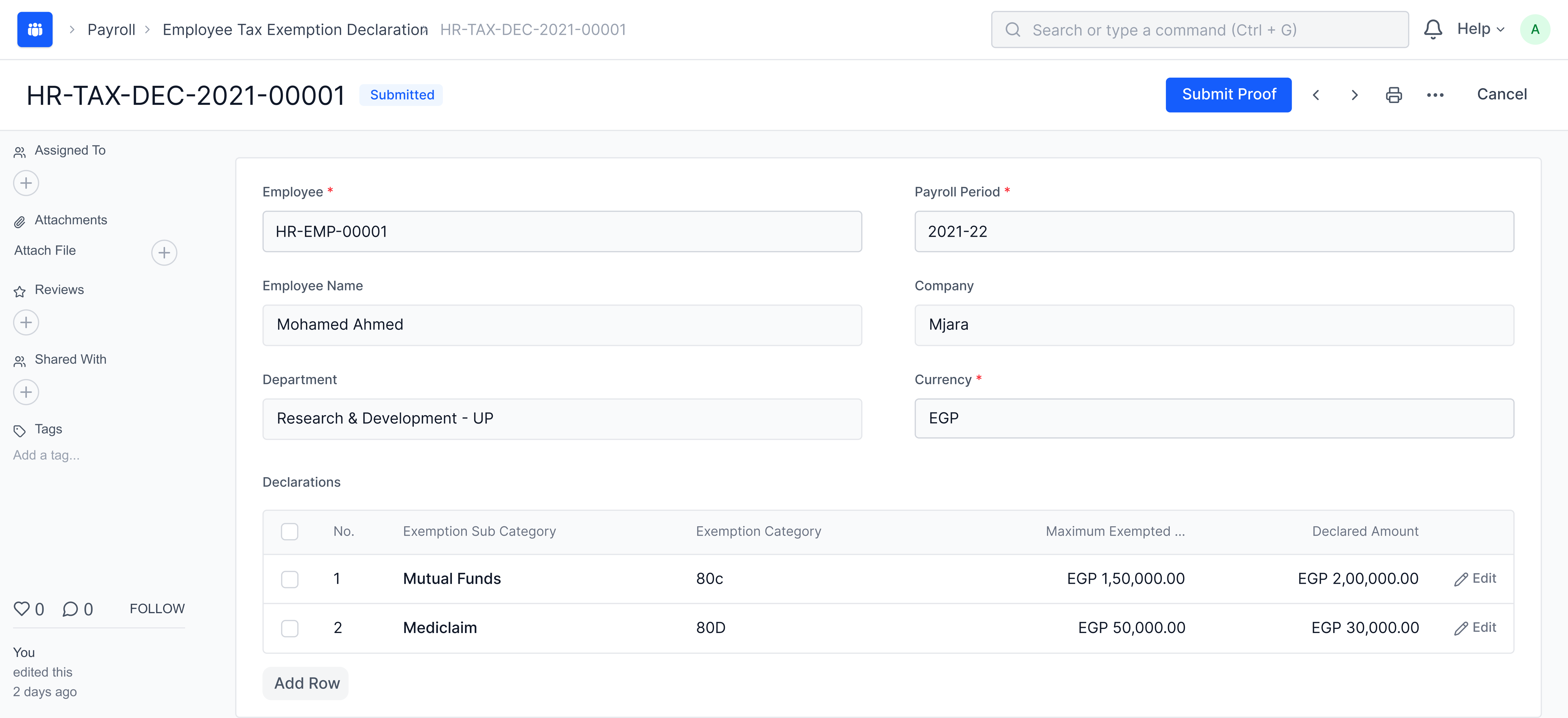 Employee Tax Exemption Declaration