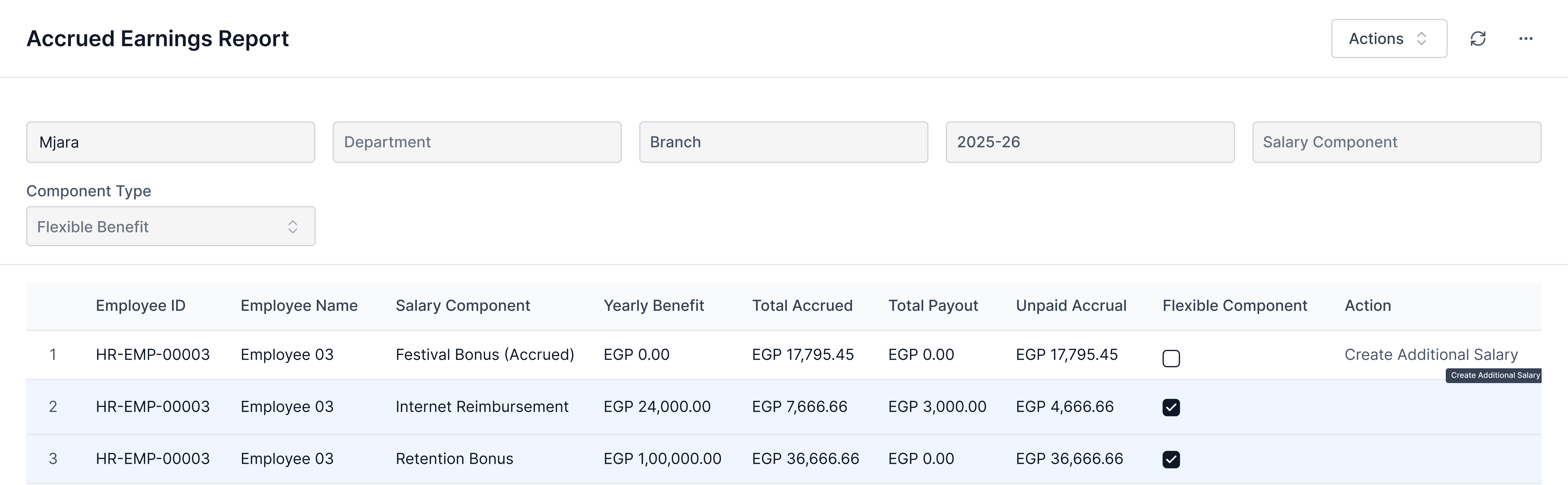 Accrued Earnings Report
