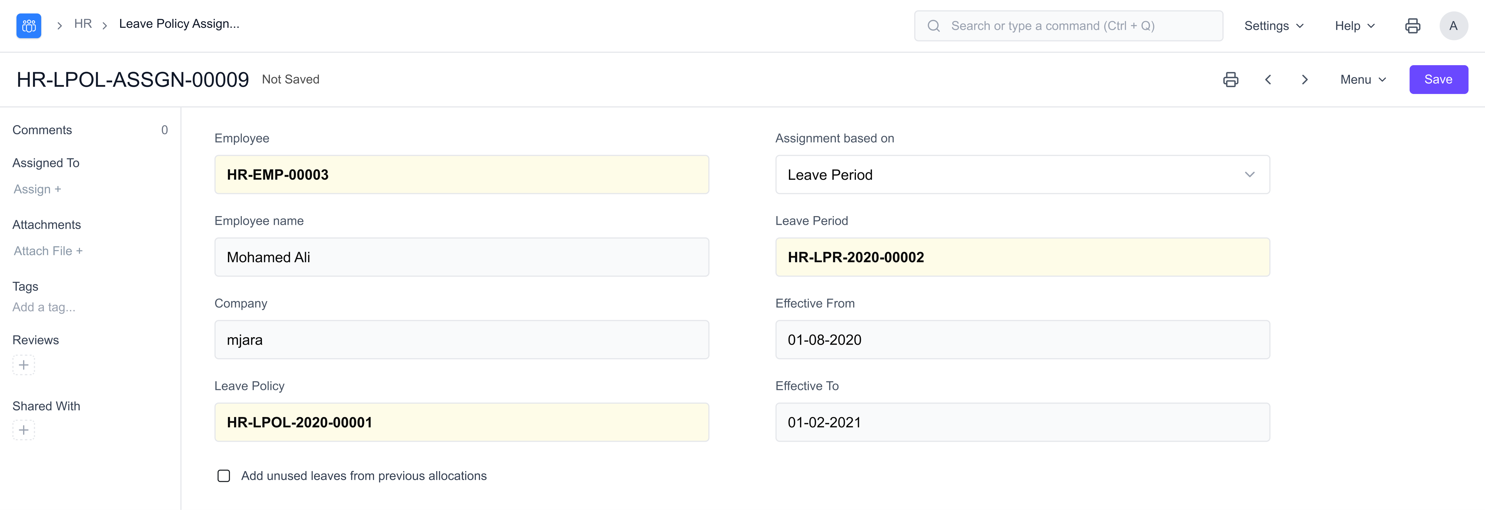 Leave Policy Assignment