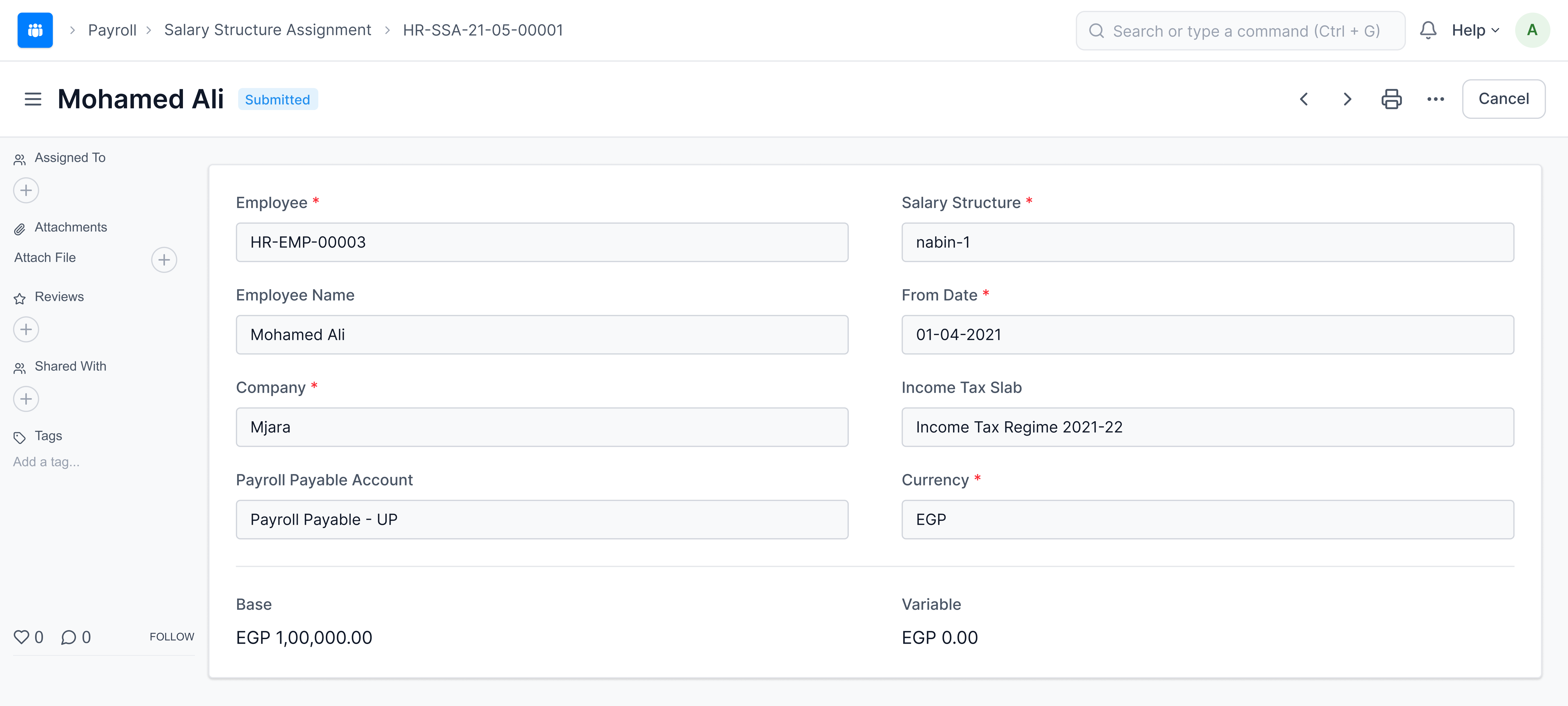 Salary Structure Assignment