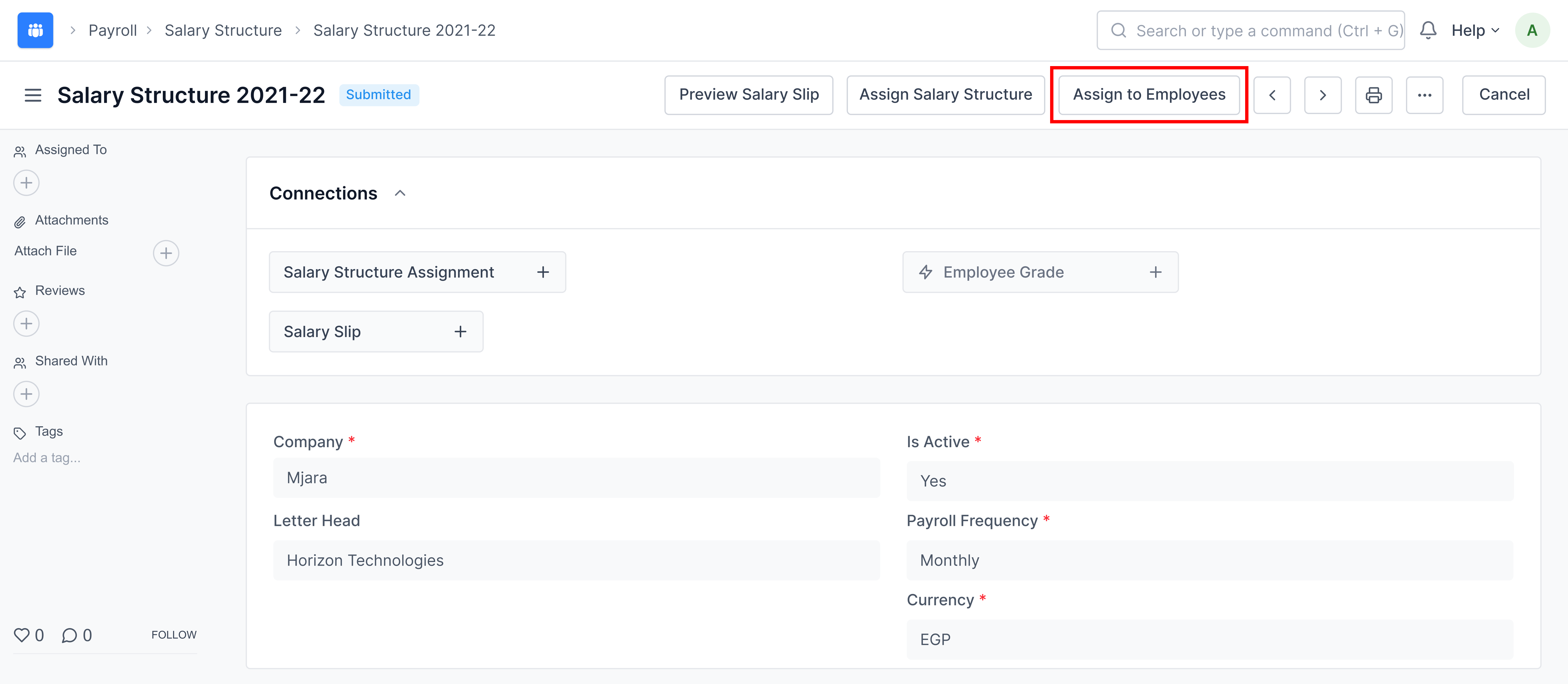 Salary Structure Assignment