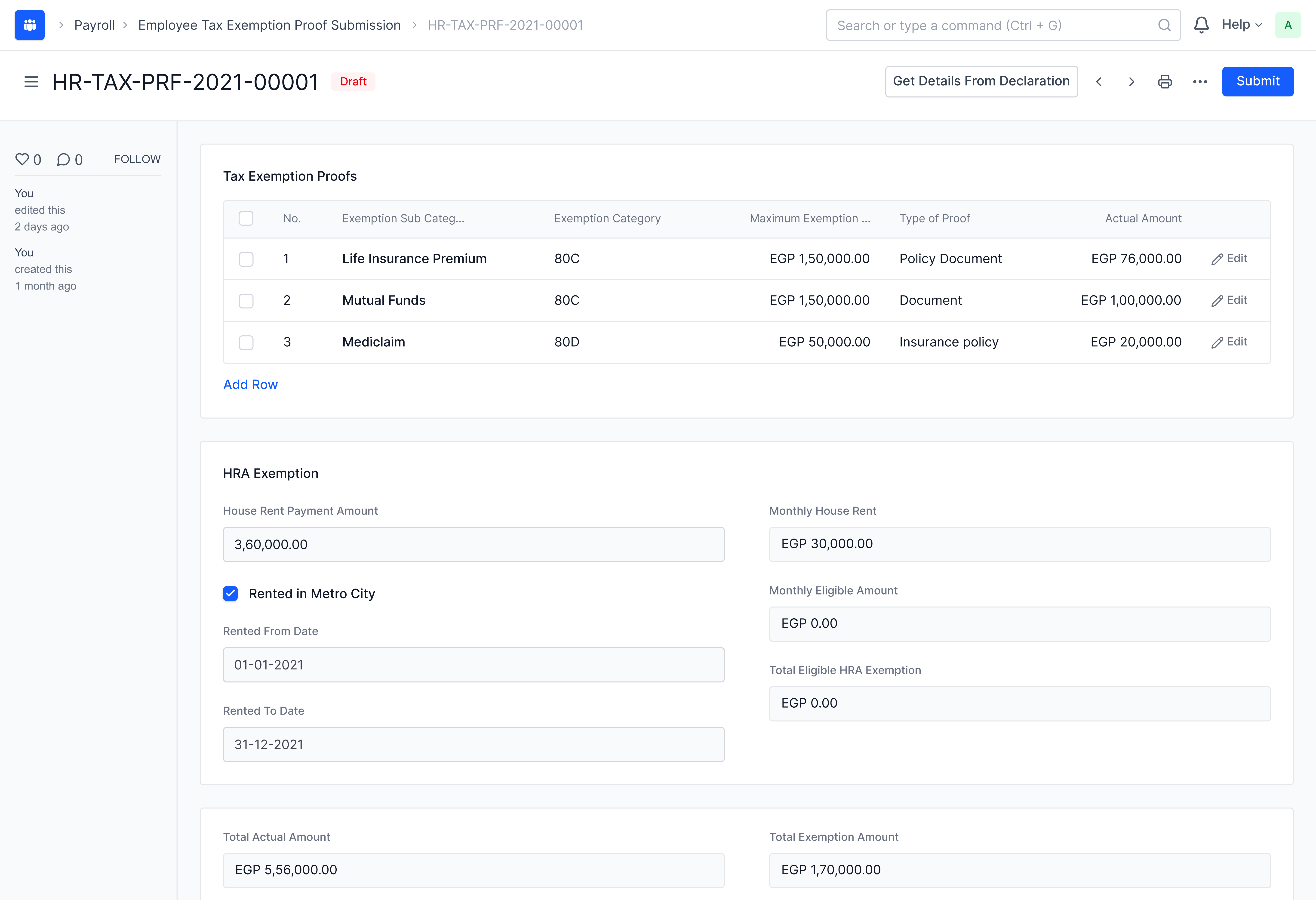 Employee Tax Exemption Proof Submission