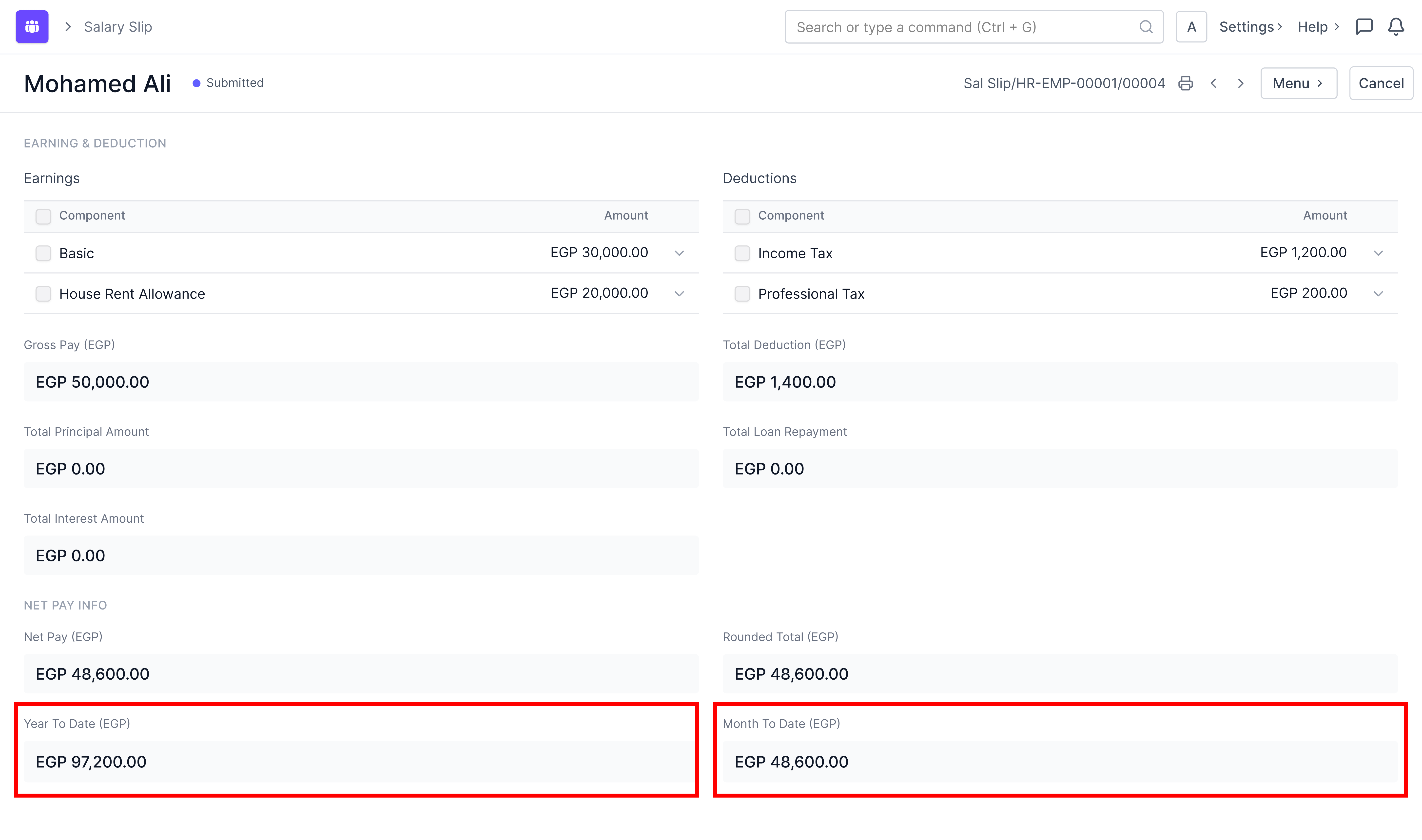 Year to Date and Month to Date