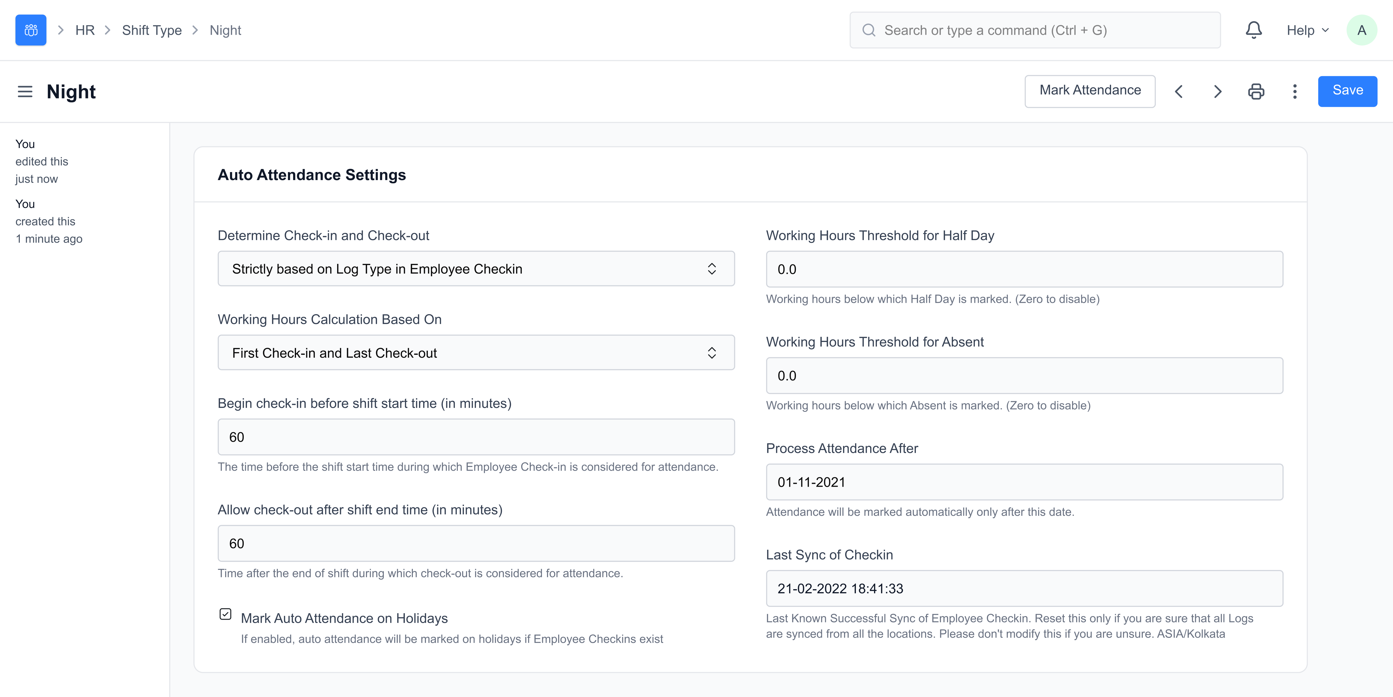 auto attendance settings