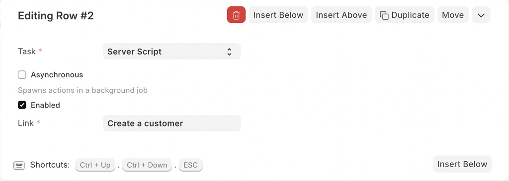 A server script transition task