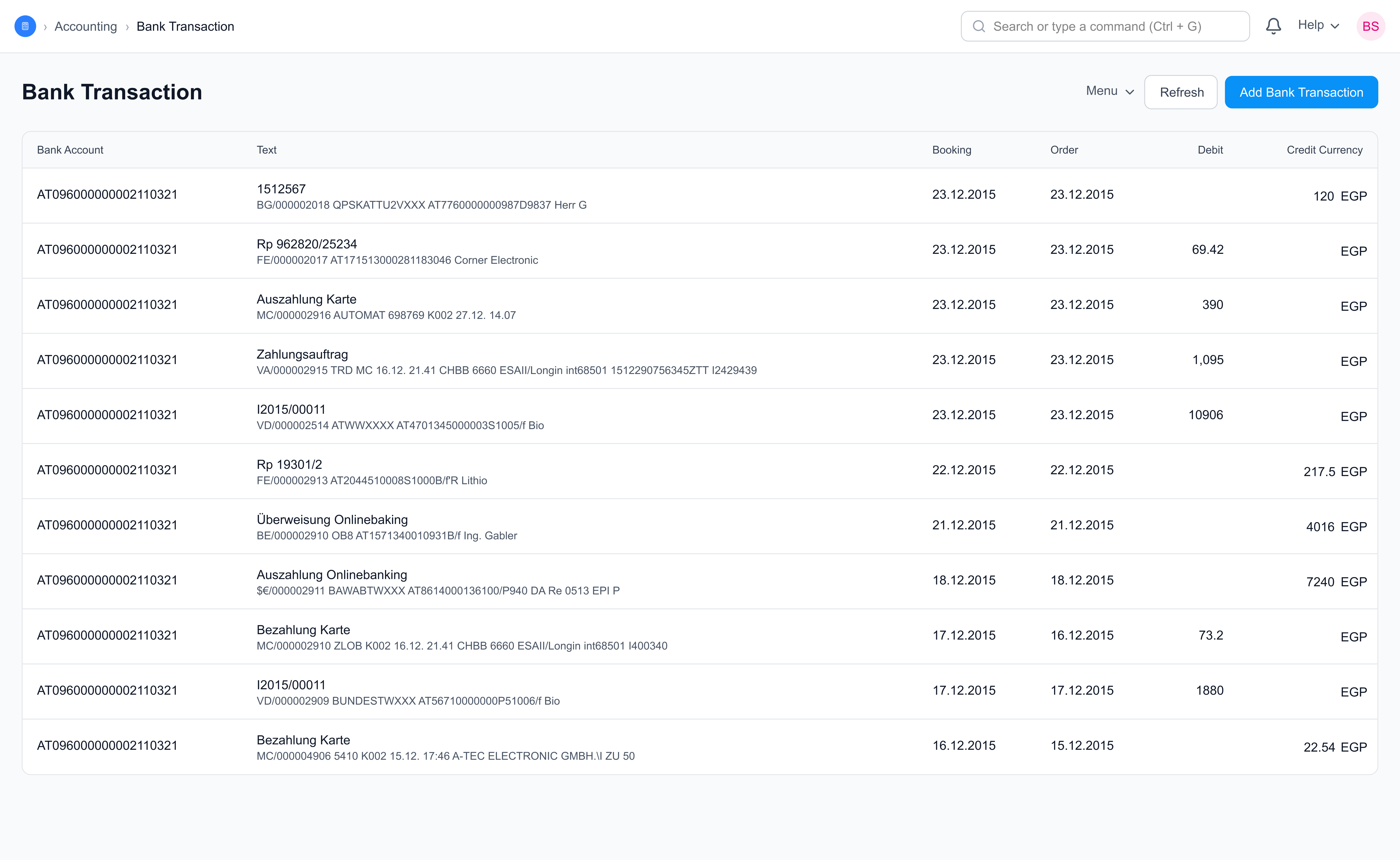Reconcile bank transactions