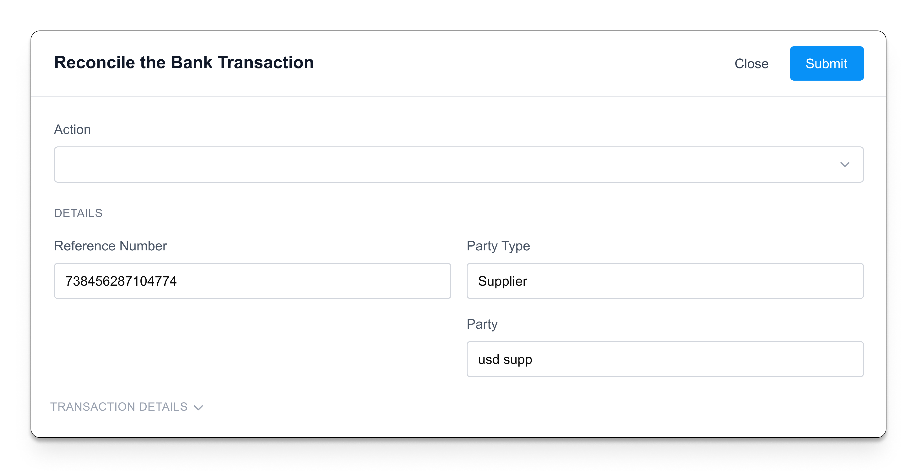 Reconcile bank transactions