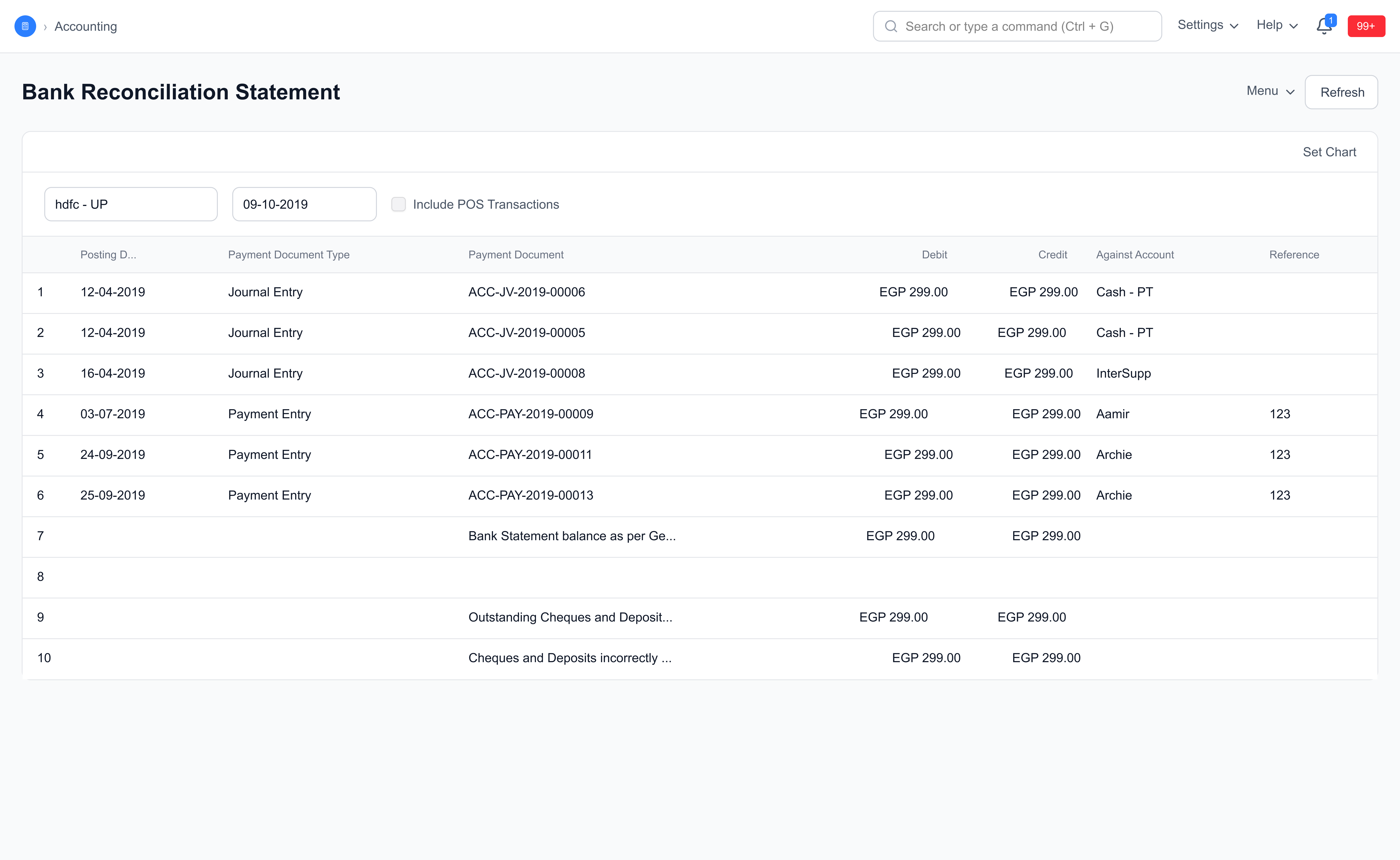 Bank Reconciliation statement