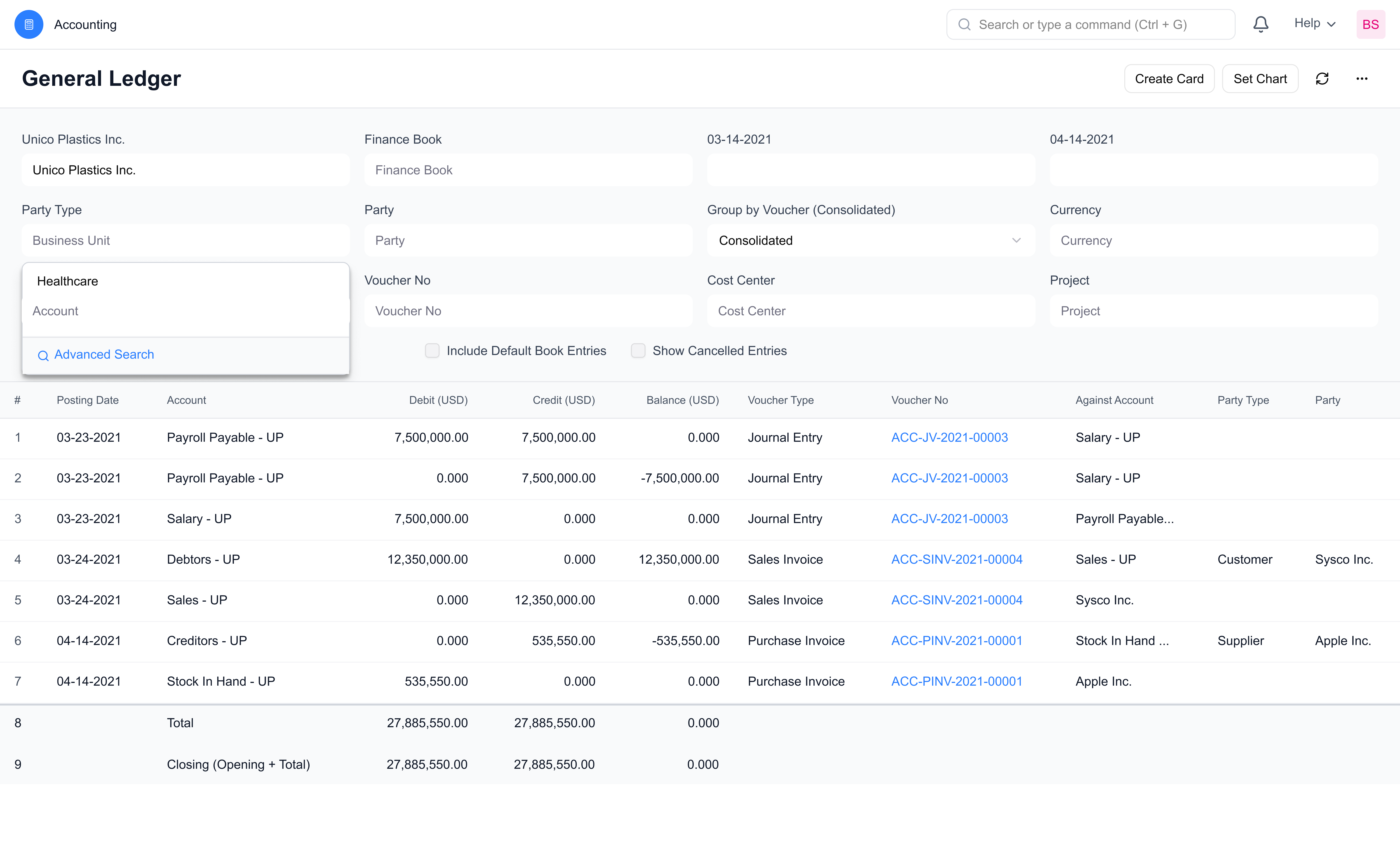 Accounting Dimension in Reports